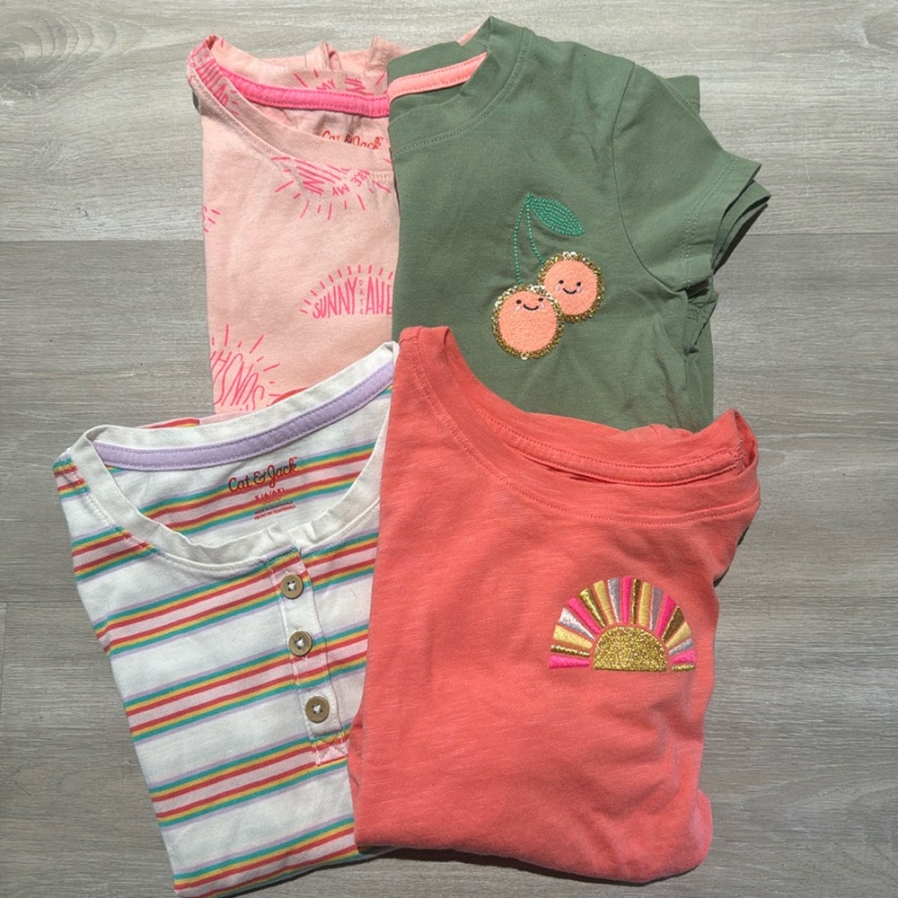 Cat & Jack- Groovy T-shirt Bundle (4 shirts), Girls size S (6/6X)